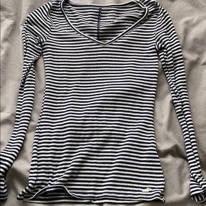 Hollister navy & white stripped shirt |